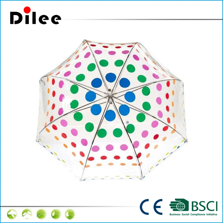 Clear Bubble Polka Dots Stick transparent poe dome Umbrella