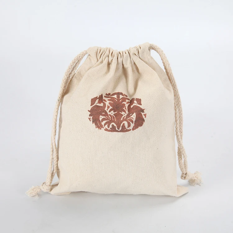 Promotional wholesale small organic cotton muslin gift bag