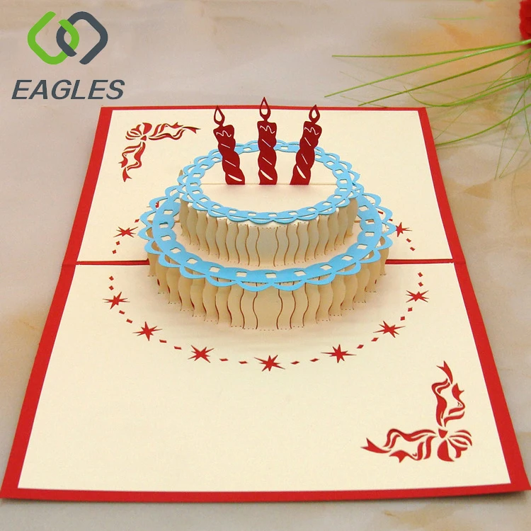 Handmade Paper Birthday Cake Card 3D Pop UP Card