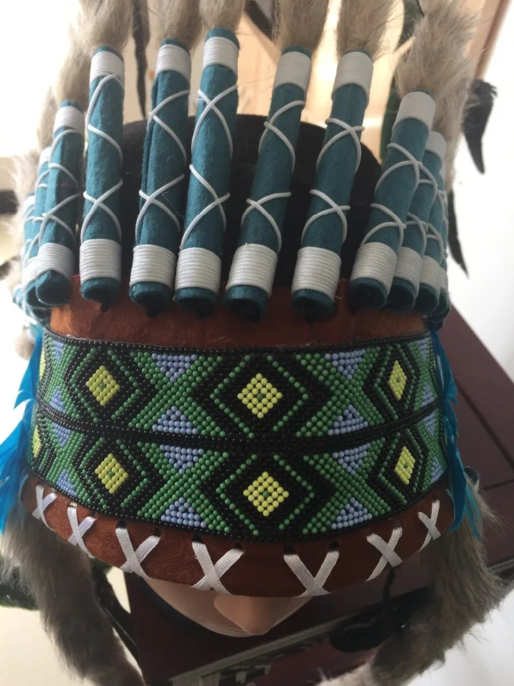 Hot Sale party favors Green  Indian Feather Headdress