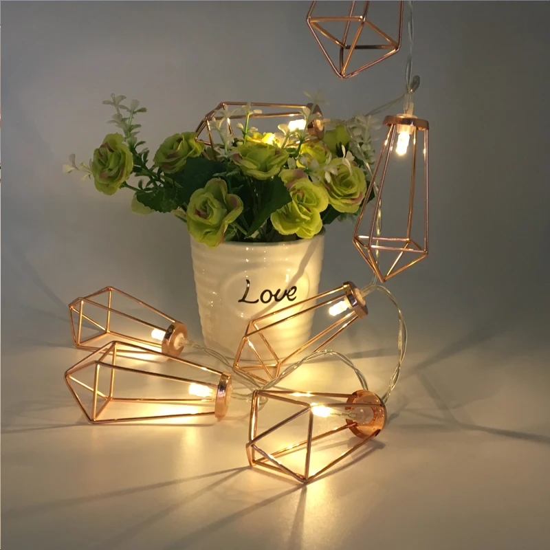 Rose Gold Battery Operated Led String Lights 10led/20led Metal Fairy Light String for Christmas Wedding Bedroom Lighting