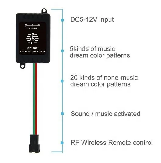 Беспроводной Радиочастотный пульт дистанционного управления RF RF9 музыкальный волшебный светодиодный контроллер SP106E