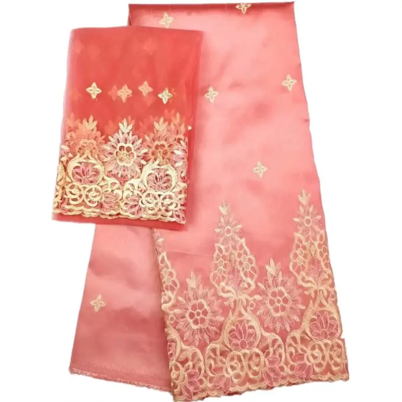 
Фабричные африканские нигерийские обертки George, нигерийские кружева george с сетчатой тканью для блузки 7 ярдов/шт. 