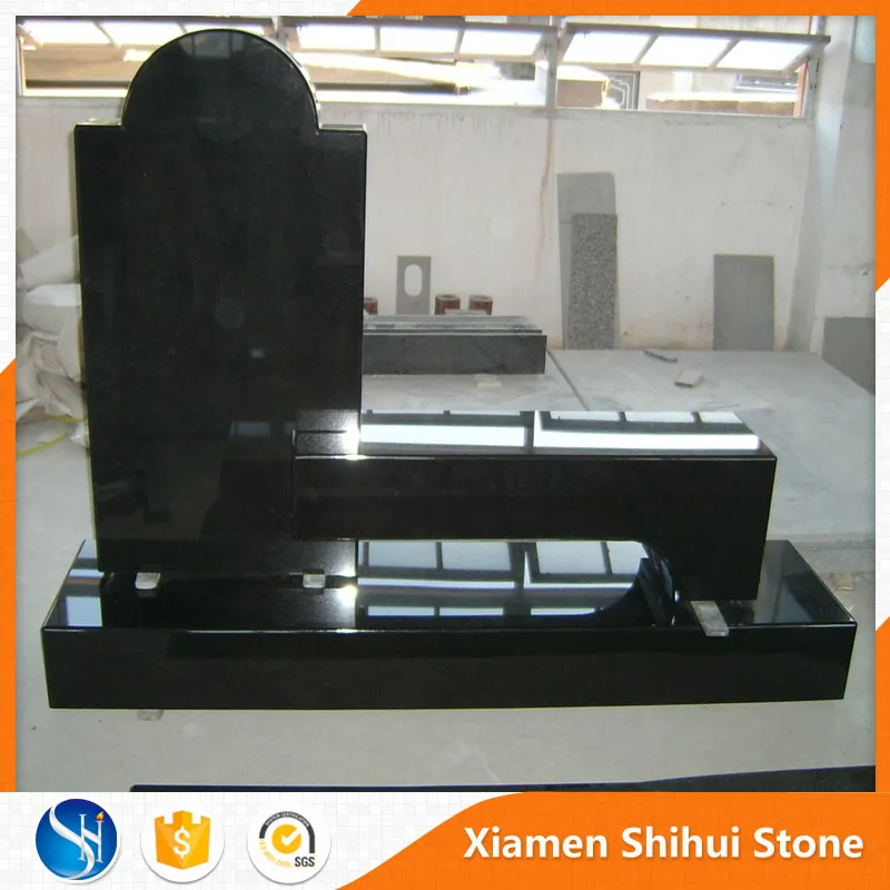 Quality Bench Tombstone Indian Black Granite Headstone