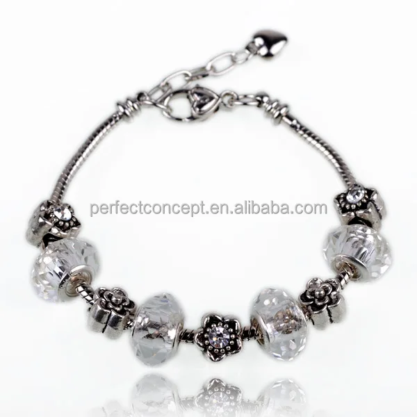 2019 Fashion European Charm Women Multicolor Murano Glass Beads Bracelet 925 silver jewelry