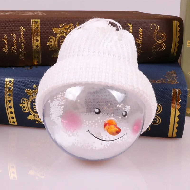 Clear Plastic Christmas Ornaments Embroidered Flocked Hollow Balls Decorative Home Wedding Party DIY Crafts Fillable Hanging