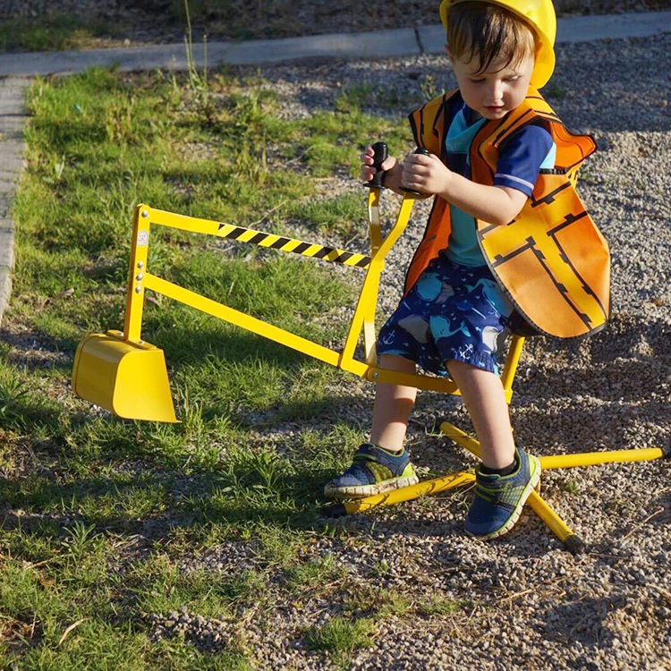 Детская уличная металлическая игрушка-экскаватор-погрузчик