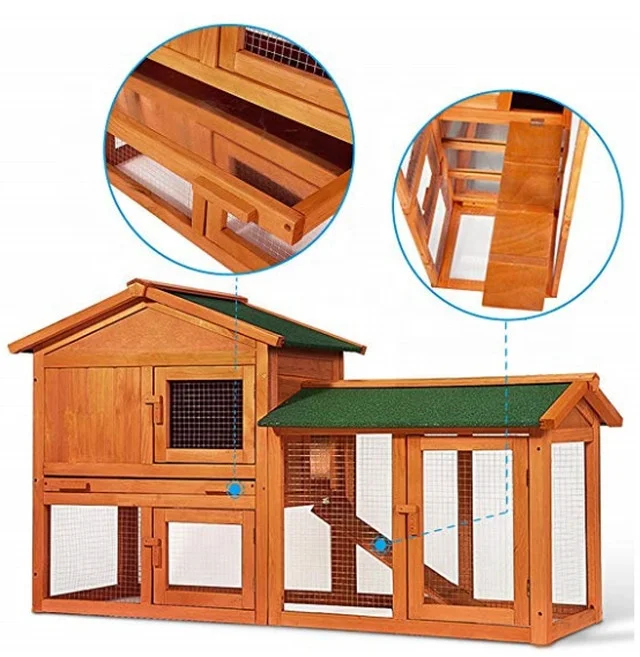 Chicken Coop Rabbit Hutch Wood House waterproof Pet Cage for Small Animals