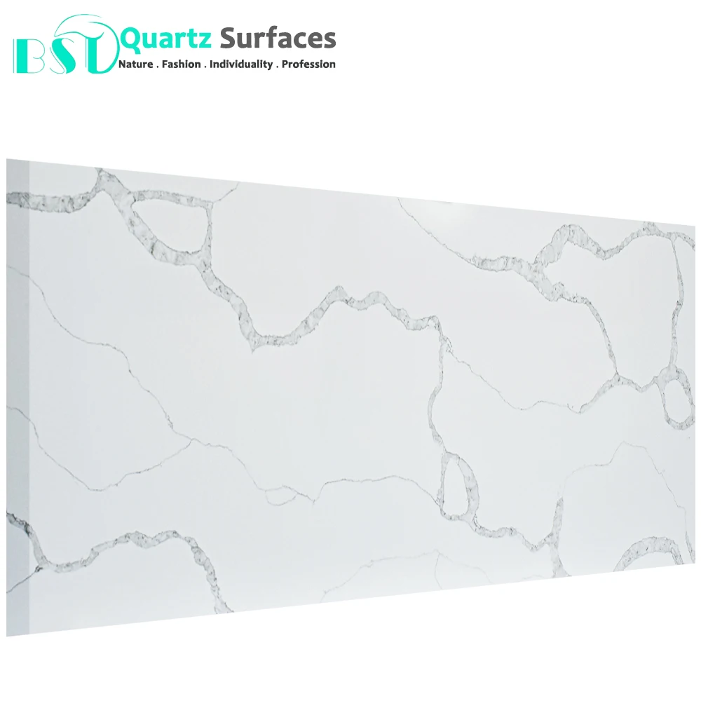 Customized Calacatta Artificial Quartz Stone Slabs High Quality White Kitchen Modern Kitchen Counter Top Marble Solid Surface