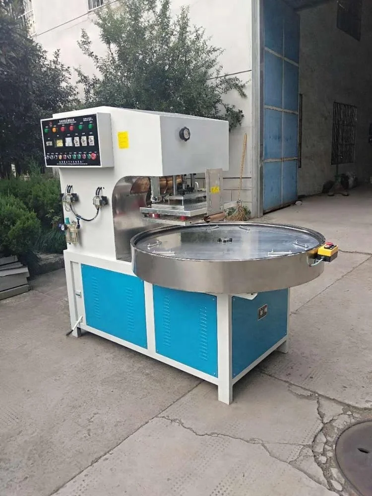 automatic transformer portable rotary turntable pvc blister packing high frequency plastic welding machine for leather embossing