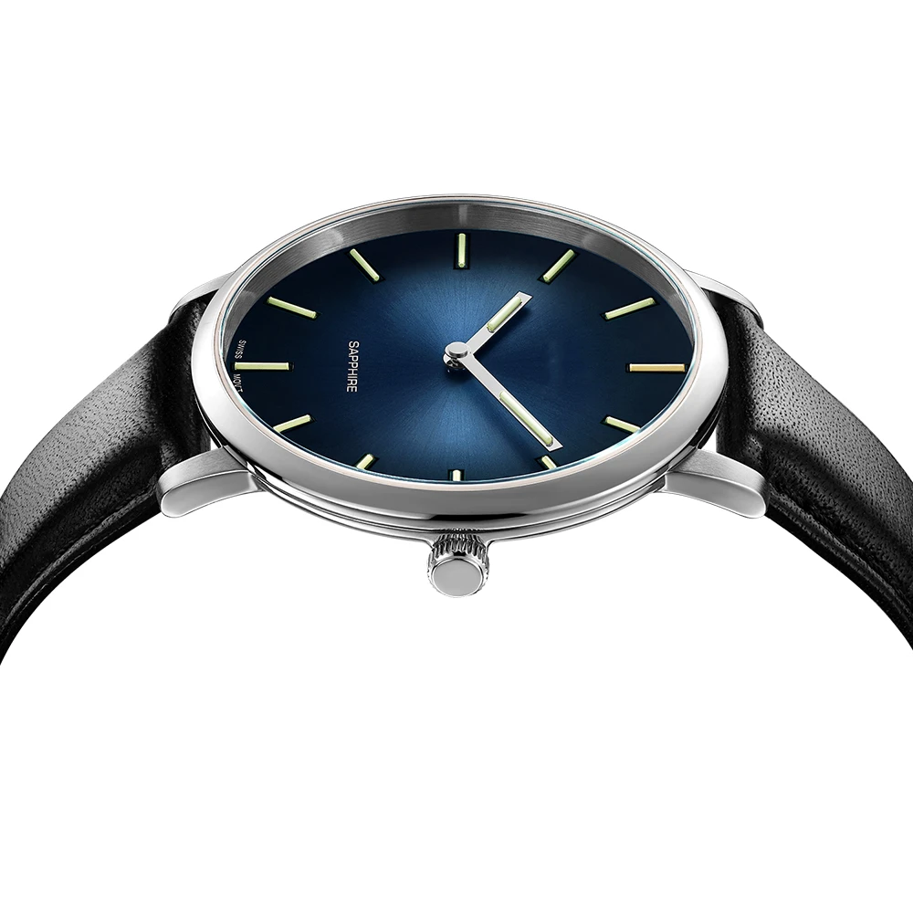 Ultra Thin Switzerland Movement tritium watch 5ATM Water Resistant Quartz Men Watch