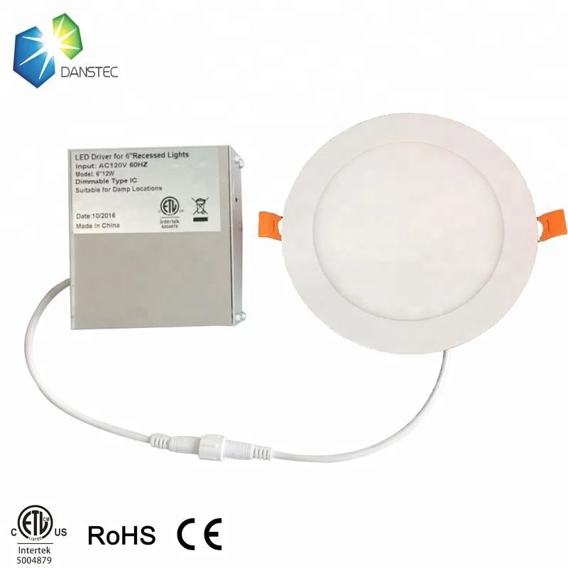 Triac dimmable IC Номинальный коммерческий CE ETL Список 4 дюймов 6 дюймов 5 дюймов 7 дюймов 8 дюймов Тонкий светодиодный встраиваемый потолочный светильник
