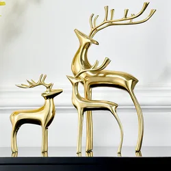Abstract elk statue Office sitting room Wine cabinet Study Ornament brass/bronze elk statue