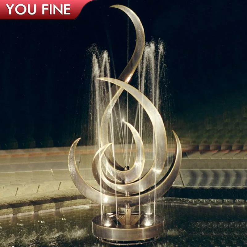 Outdoor Garden Modern Art Large Metal Ring Statue Stainless Steel Water Fountain