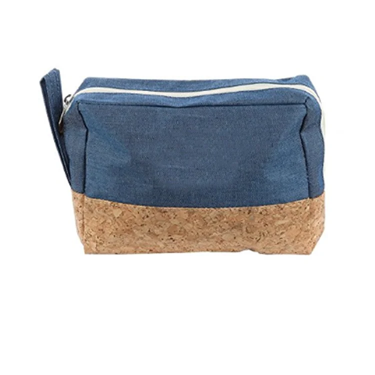 Trend eco-friendly canvas cork pouch bags glitter cork cosmetic bags