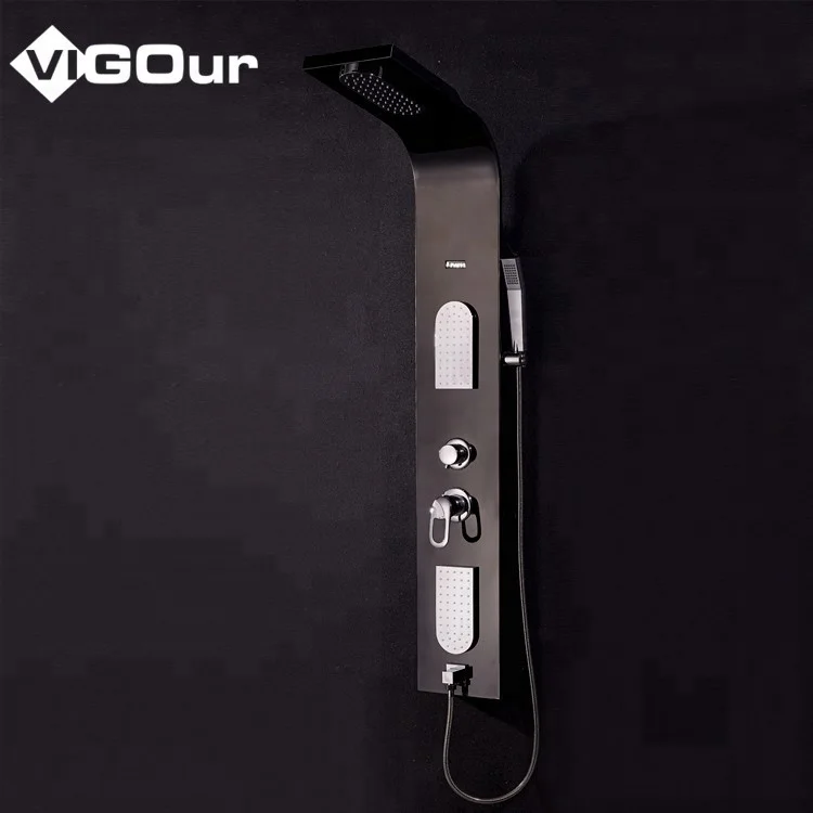 Ceramic Cores Valve Massage Jets Waterfall Bathroom Mixer gold Painted ss Shower Panel