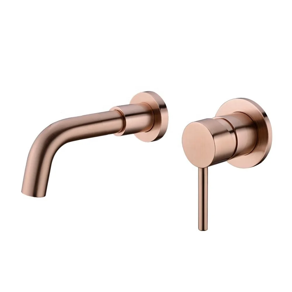 Wall Mounted Single Handle Hotel Bathroom Mixer Tap Sink Faucet Brushed Rose Gold Wash Basin Mixer Tap