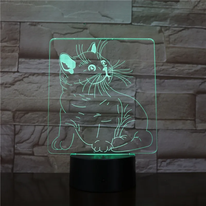 KS 3D 3035 креативное украшение, лампа в виде кошки, Блестящий 3D светодиодный ночник для детской комнаты