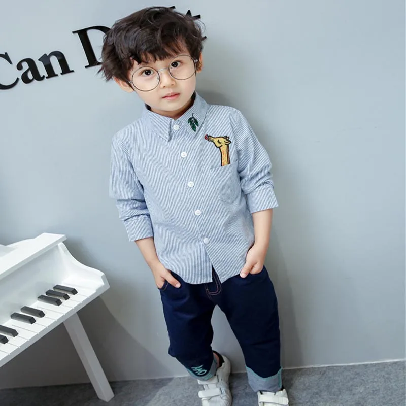 
Autumn Baby Boy Gentlemen Long Sleeve Striped Soft Cotton Shirt Tops+Long Pants Trousers Toddler Outfits Baby Boy Clothing 