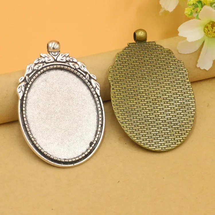 35x25mm/40x30mm Antique Bronze oval Jewelry Cameo Cabochon Bezel Base metal Setting Blank Pendant Trays bezel