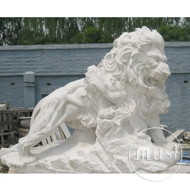 Hot Selling Cheap Price Yellow Stone Carved Lions Statue