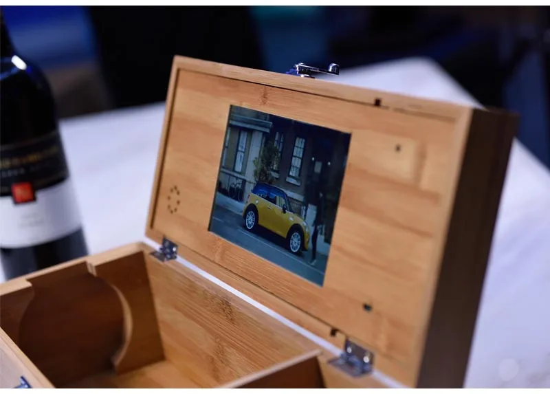 Most Popular Video Brochure&Card Player Paper Craft with Wood Box for Wine