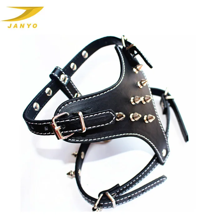 Studded & Spiked luxury wholesale adjustable leather dog harness vest
