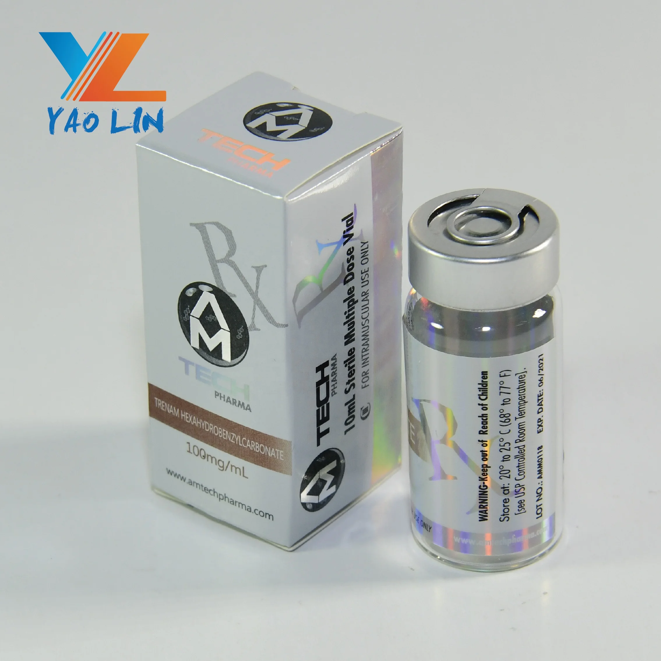 Yaolin custom medical pharma steroid 10ml vial labels and box