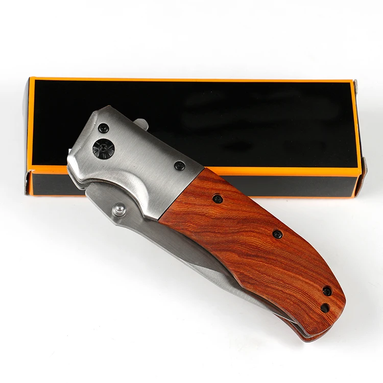 
2018 selling the best quality cost-effective wooden handle fast open pocket camping knife 