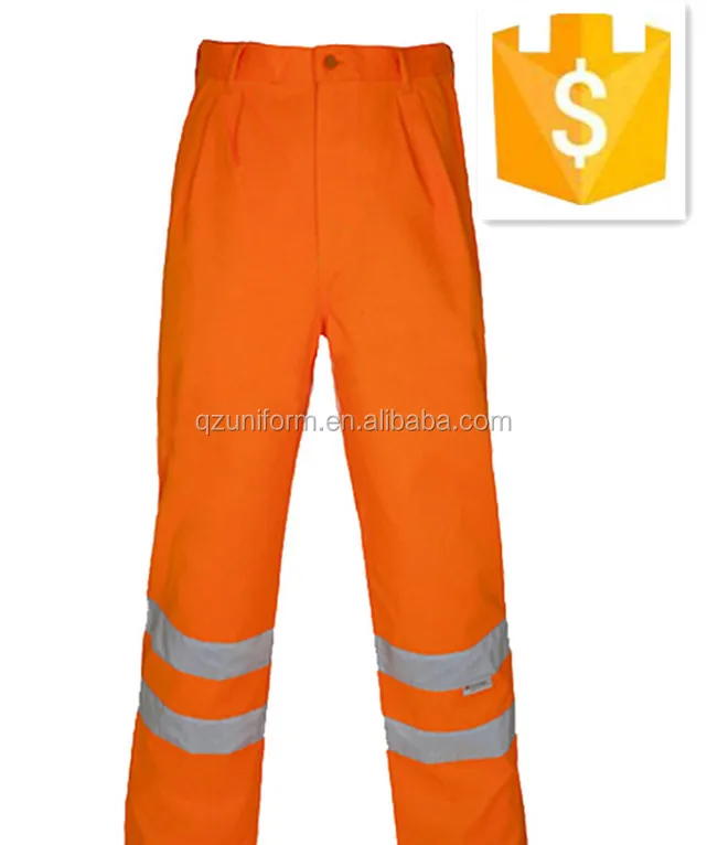 OEM orange 100% Cotton hi vis safety engineer welder cargo work pants for men