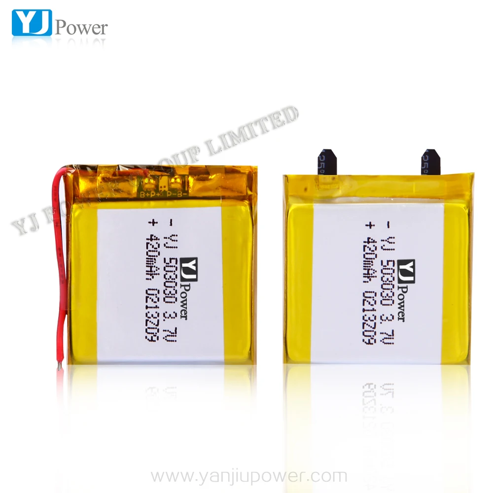 3.7 V Rechargeable lithium ion  503040 500mAh polymer battery with UN38.3,KC,BIS Ul1642