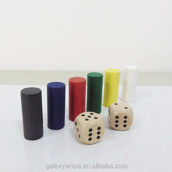 Custom  cylinder  shape wooden board game tokens  with different size and color
