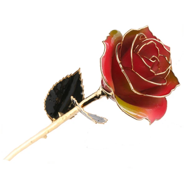 Wholesale Real Natural Preserved Rose Gold Flower Dipped in Real 24k Gold Rose Gifts Preserved rose with stem