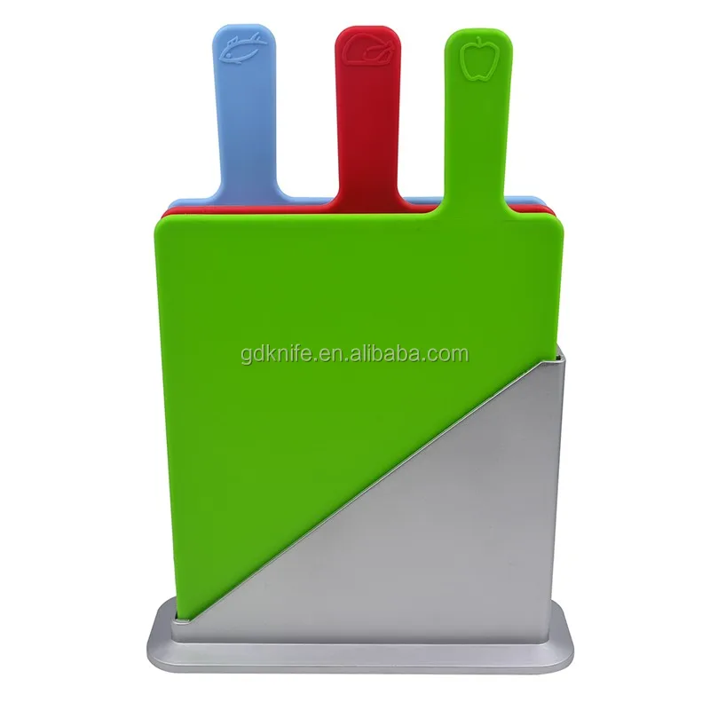 High quality 100% food grade food icons index colorful non-slip plastic cutting board