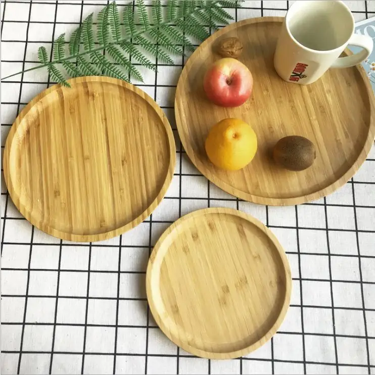 Bamboo round tray fruit plates tray
