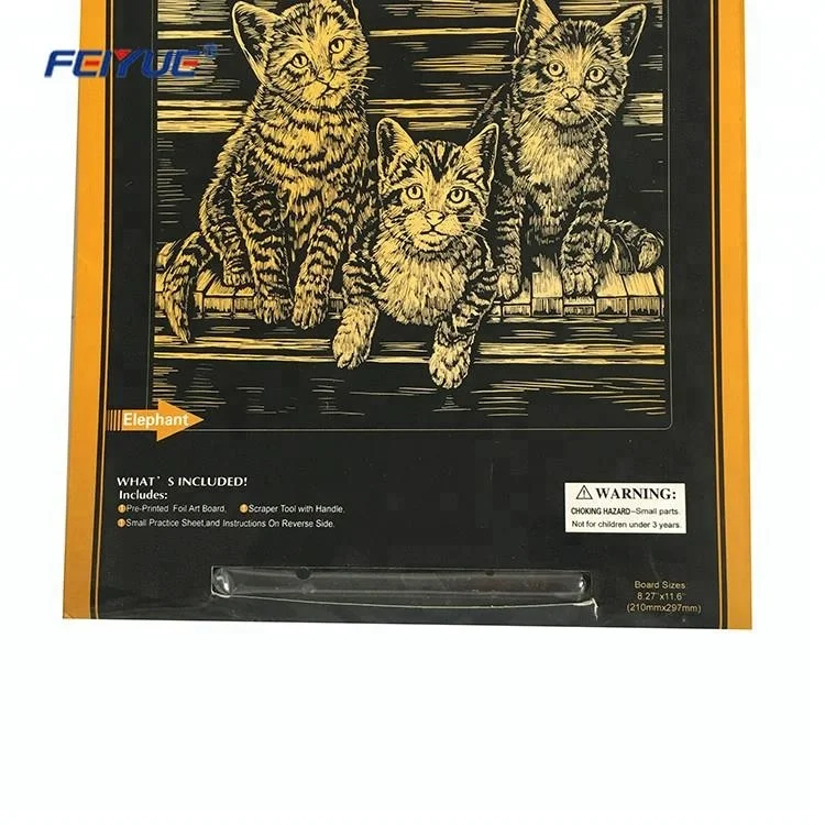 Пользовательский логотип мультяшный дизайн волшебная раскраска Гравировка Искусство Радуга царапины художественная бумага