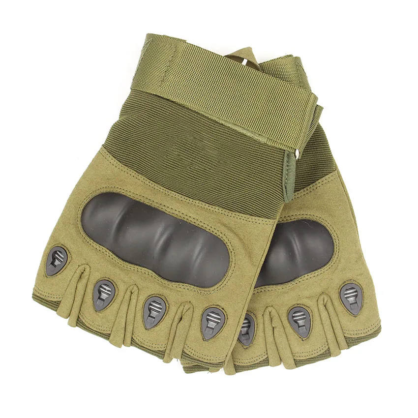 2021 Fingerless Tactical Airsoft Army  Black Tan Green Hard knuckle Military Gloves