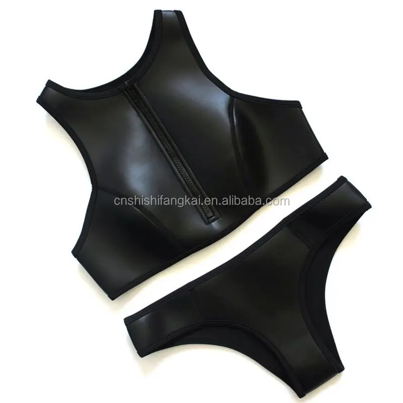 Черная Неопреновая майка на молнии бикини купальный костюм пляжная одежда купальник для дайвинга