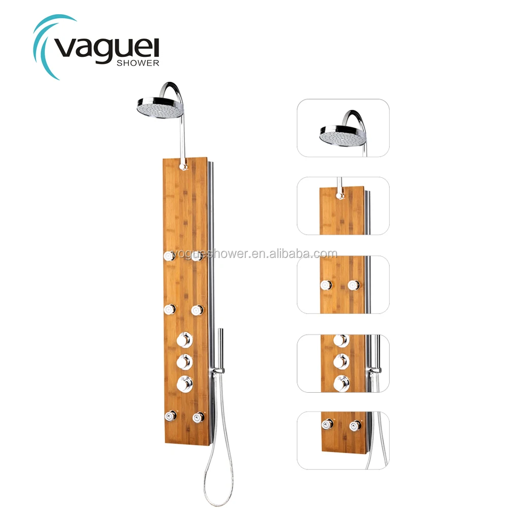 Vaguel China Supplier Hot Selling Wholesale Wall Bamboo Shower Panel With Pump And Heater