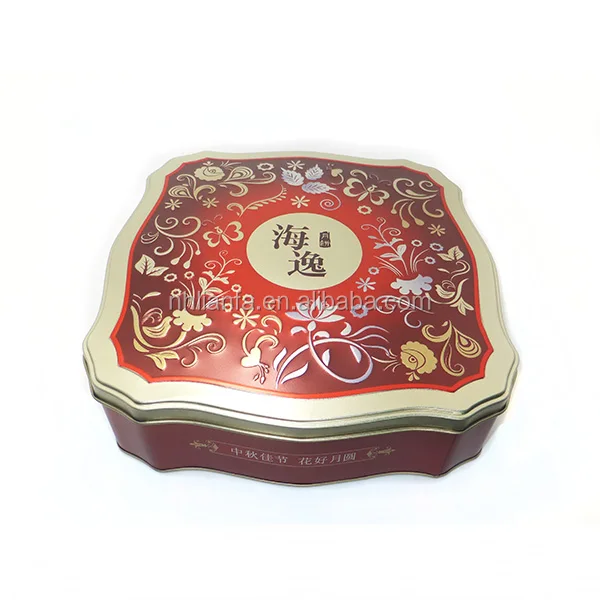 High grade 4 colors printing round metal round tinplate moon cake box