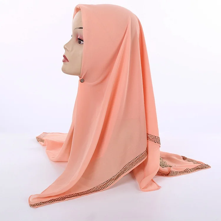 Plain Square Hijab Chiffon,Solid Black Color Indonesian Hijab Shawl Scarf For Lady