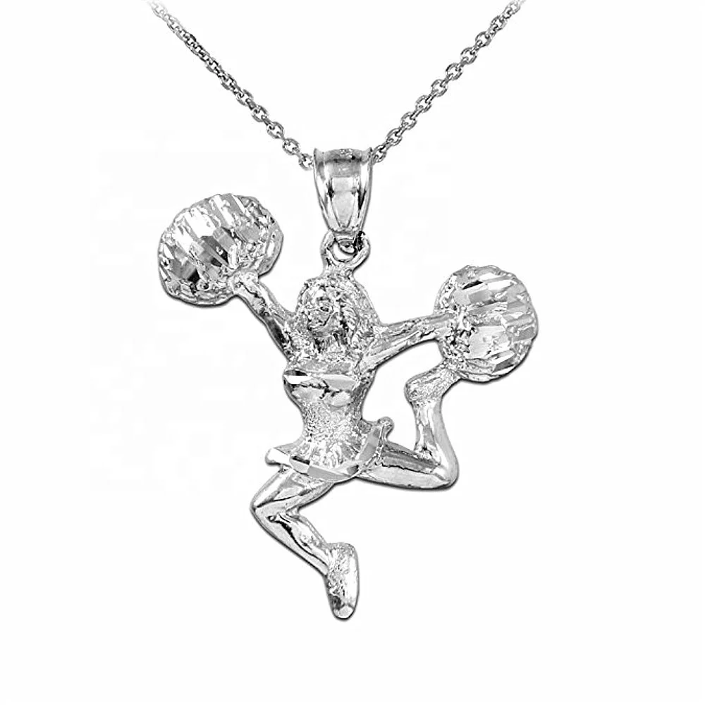 Anniversary Souvenir Gift Metal Dancing Cheerleader Pendant Necklace Women Girl Cheer Jewelry Fashion Custom