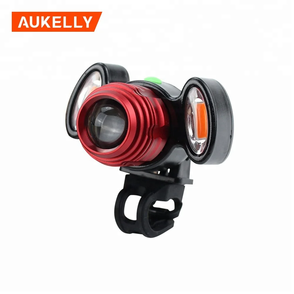 Telescopic Zoom T6 Self Driving Lamp 2 COB Red Light Flashlight USB Charging Mountain Bike Front Lamp