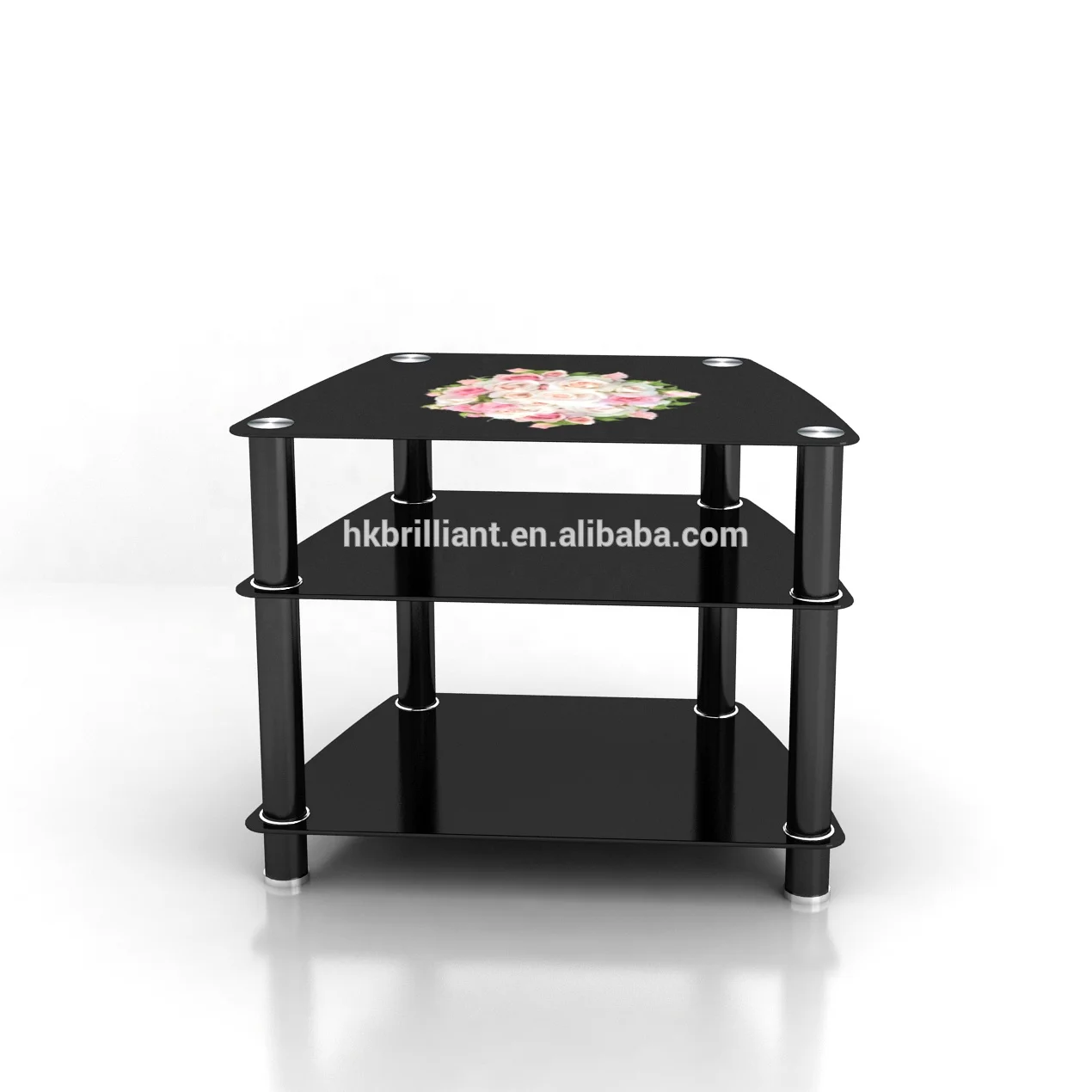 Новый дизайн 2020, современная мебель для гостиной, высокая глянцевая черная напольная стойка из закаленного стекла для ТВ-кабинета