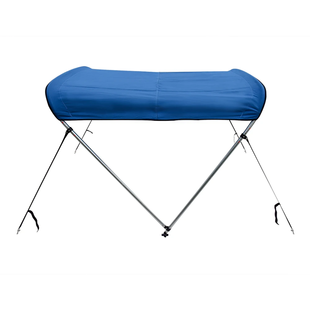 
2 Bow Bimini Top Boat Cover with Rear Support Pole and Storage Boot, Color Gray,Pacific 