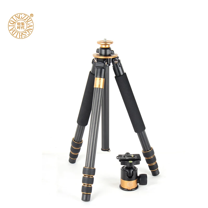 Q1000C 64' lightweight carbon fiber OEM motorized camera tripod monopod for DSLR Digital  Video camera with gimbal ball head