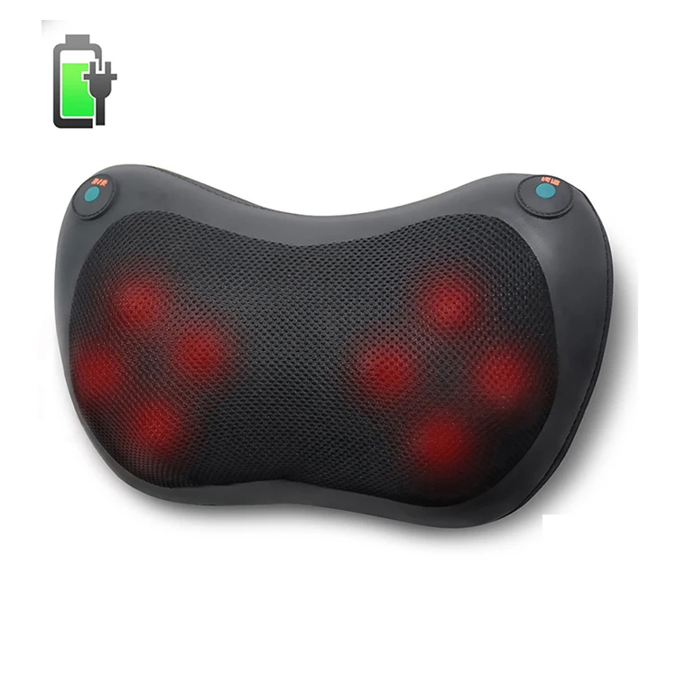 
Rechargeable Cordless Shiatsu Back Neck Massager Deep Kneading Massage Pillow with Heat for Shoulders 