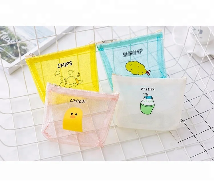 
Girl heart cute cartoon leopard transparent silicone pencil case student small fresh literary zipper pencil bag 