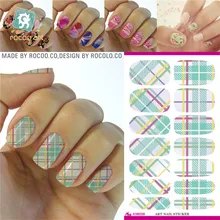 K5603 Water Transfer Nail Art Sticker Minx Manicure Decoration Styling Tools Nail Wraps Decals Plaid Design