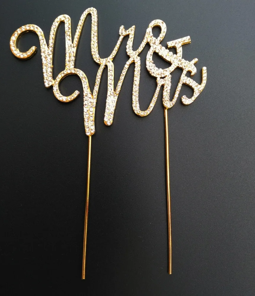 Wholesale Mr&Mrs Rhinestone Wedding Cake Topper Rhinestone Number Cake topper, Wedding Cake Decoration Bling Party Favor CT002